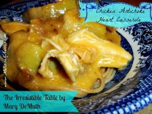 Chicken Artichoke Heart Casserole Irresistible Table by Mary DeMuth @MelissaKNorris
