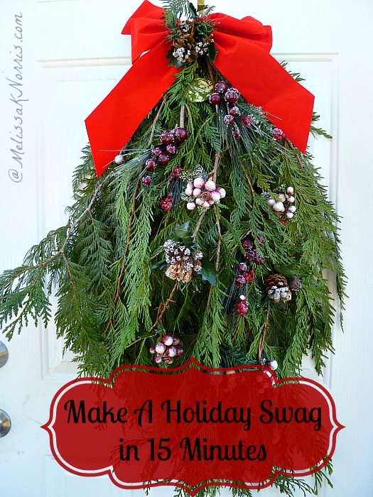 How to Create A Natural Christmas Evergreen Swag - Open Doors Open