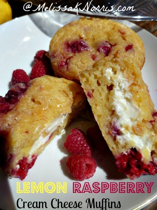 Lemon Raspberry Cream Cheese Muffins www.MelissaKNorris.com Pioneering Today Recipe