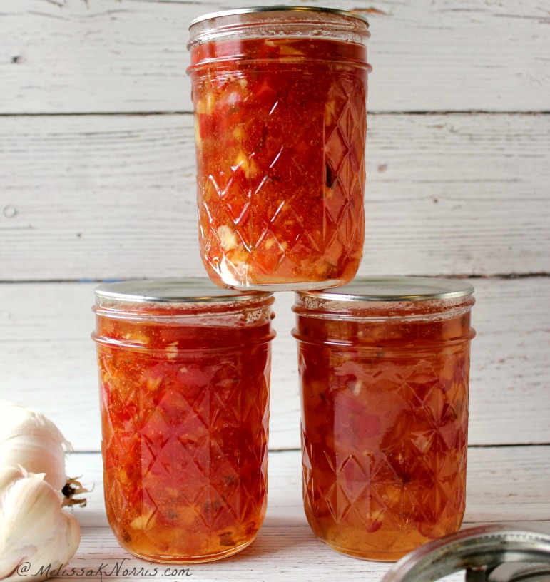 Red Pepper Jelly Recipe, easy delicious appetizer over cream cheese or the perfect glaze for meatballs or chicken