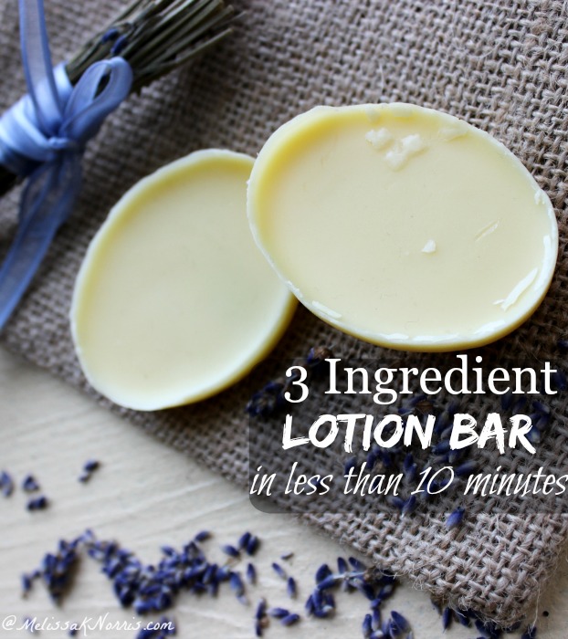 Want to use natural skin care but don't have tons of money or time? These 3 ingredient lotion bars take less than 10 minutes to whip up and use natural ingredients, you probably already have some of them in your kitchen. Grab this easy recipe and tutorial for hard lotion bars here