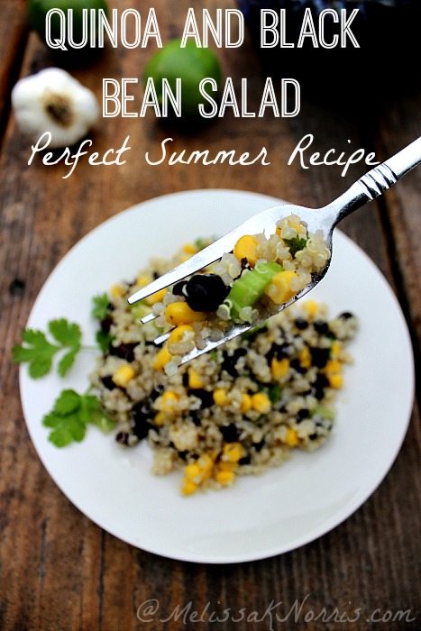 Quinoa and black bean salad. Perfect for summer time, delicious, and did I say frugal. Loving this salad! Had it two nights in a row and making it again.