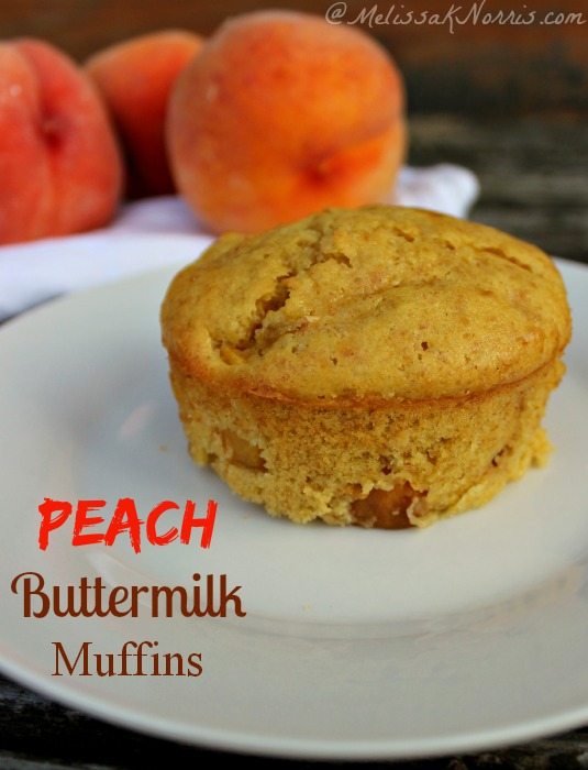 Peach buttermilk muffin. Perfect way to hang onto summer and use up some of your ripe peaches.