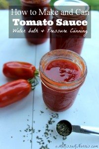 How to make and can tomato sauce. Love the instructions for using the water bath or the pressure canner. A girl can never have to many canning recipes!