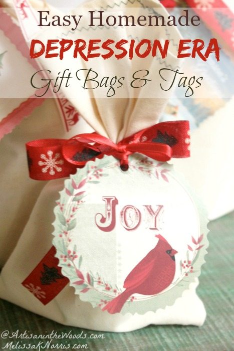 Winter Cardinal Gift Bags in Two Sizes With Matching Tag 