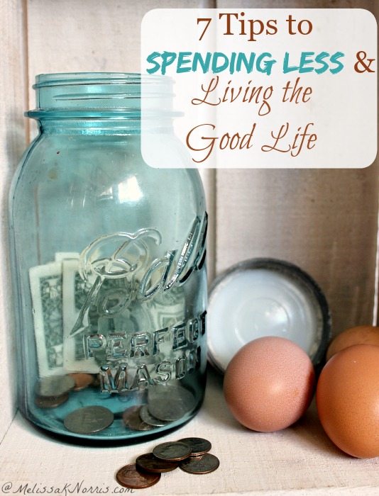 Do you long for the good life without going broke? These 7 tips to spending less money and living the good life help you focus on real things you can do to save money, no matter where you live, without coupons or schemes. They help you find focus on the good life and the things you need, not the things you want. I love the tips and stories shared from real people. Read this now if you're trying to spend less money without sacrificing what's truly important.