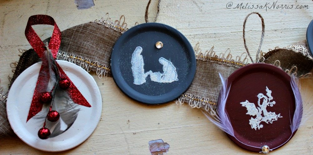 Take used canning lids and turn them into Homemade Christmas ornaments. Talk about frugal and cute. I think you could do these for any holiday! I think the chicken feather one is my favorite