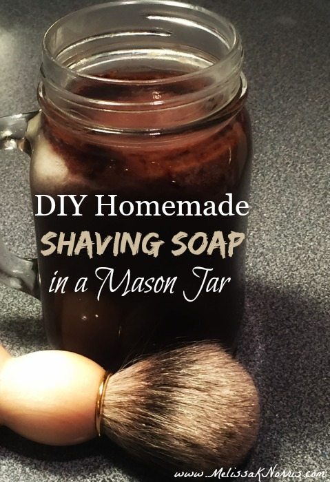 Homemade shaving soap in a Mason jar. I have the hardest time coming up with homemade gifts for guys, especially ones they'll use. This is perfect... and the ladies can use it too when it's time to bare the legs. I love the addition of the oatmeal.