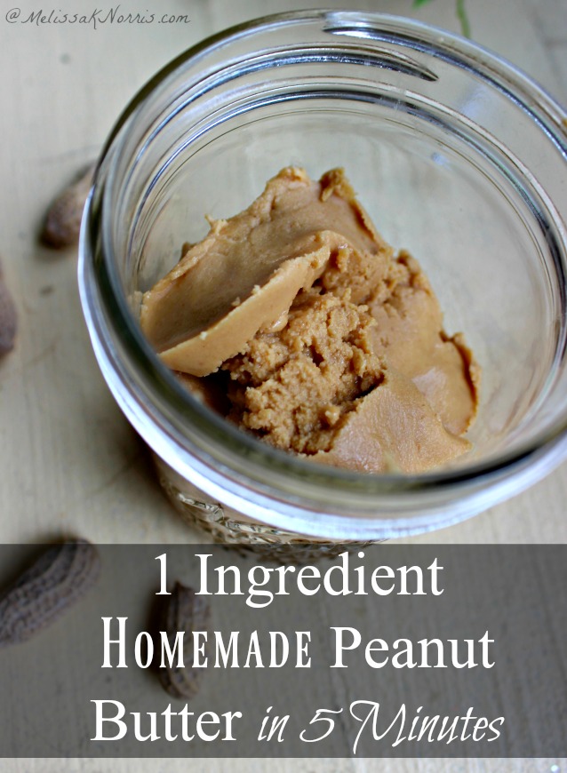 Learn how to make this easy 1 ingredient homemade peanut butter in just 5 minutes! Best part, no oil separation and no high fructose corn syrup or added sugar. Grab the tutorial here!