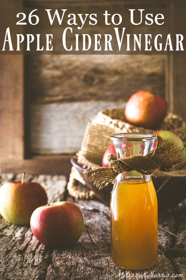 26 ways to use apple cider vinegar in your medicine cabinet, your cleaning cupboard, and your cooking for a more natural and healthy home! One of our favorite things to use on the homestead. These are great old-fashioned tips for natural remedies with apple cider vinegar