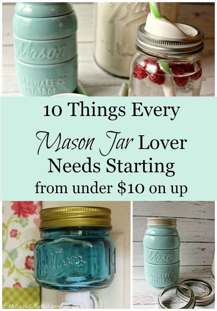 10 things every Mason Jar lover needs. I love these gift ideas for the homesteader or Mason jar addict. I love number one and some great stocking stuffers.