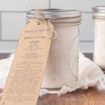 A jar full of biscuit mix.