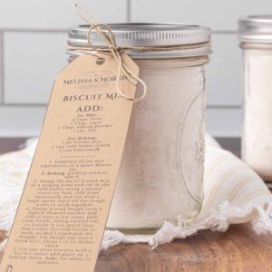A jar full of biscuit mix.