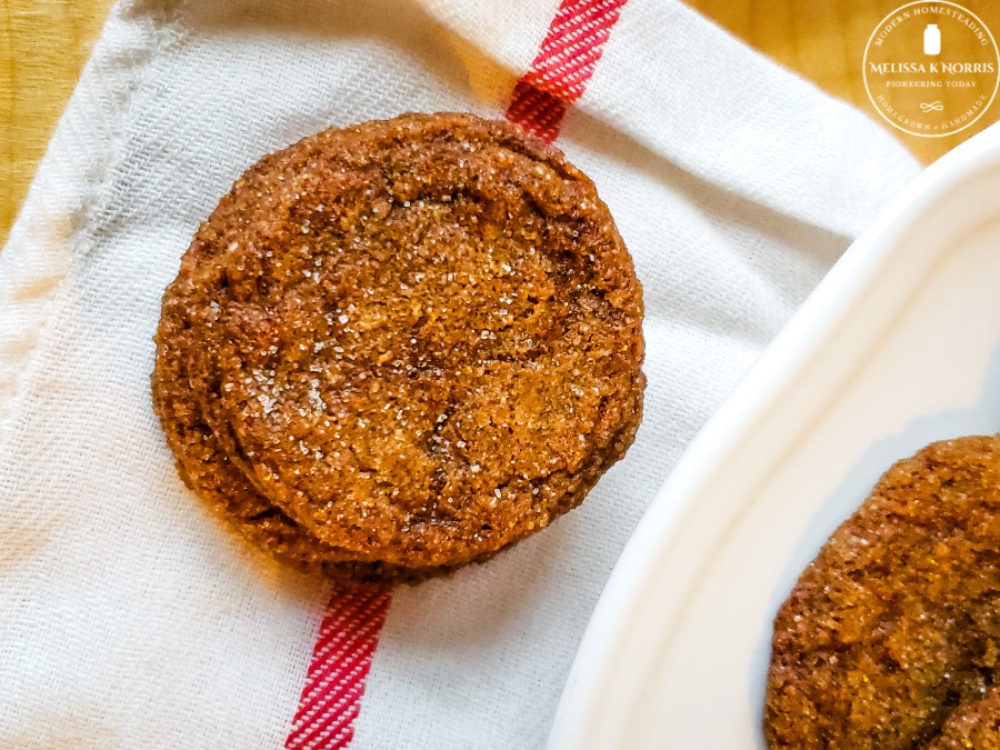 Molasses cookie made with blackstrap molasses.