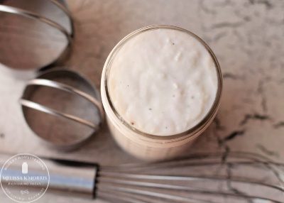 A mason jar filled with cream of condensed soup.