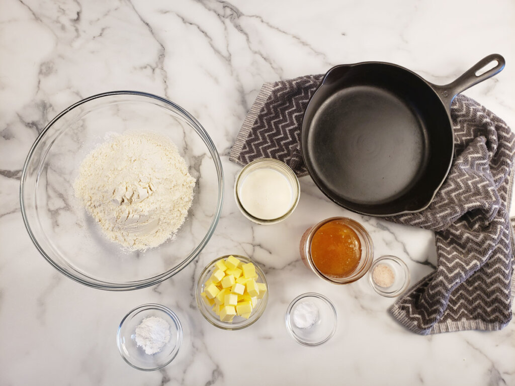 Ingredients for recipe sitting on a counter.