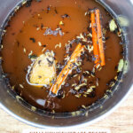 Pinterest pin for homemade chai tea concentrate (and dirty chai latte recipe).