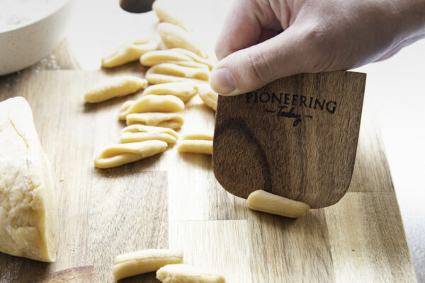 koa wooden dough scraper forming pasta