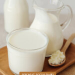 Pinterest pin for preserving milk, cheese, eggs, and meat with images of different forms of cultured dairy.