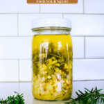 Pinterest pin on alternative medicine with herbs. A photo of a jar of fire cider.