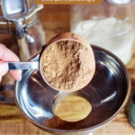 Pinterest pin for homemade hot cocoa mix, image of ingredients.