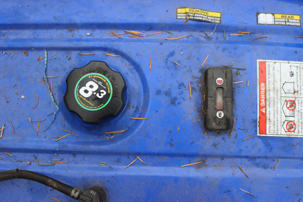 The top view of a generator with fuel valve.