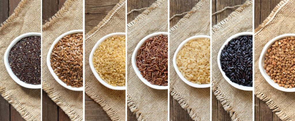 Various grains in a collage.