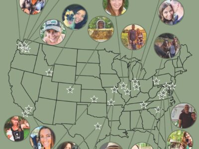 Map of the US and different homesteaders who live across the country.