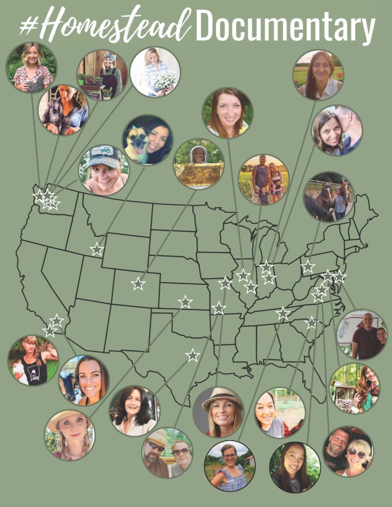 Map of the US and different homesteaders who live across the country.