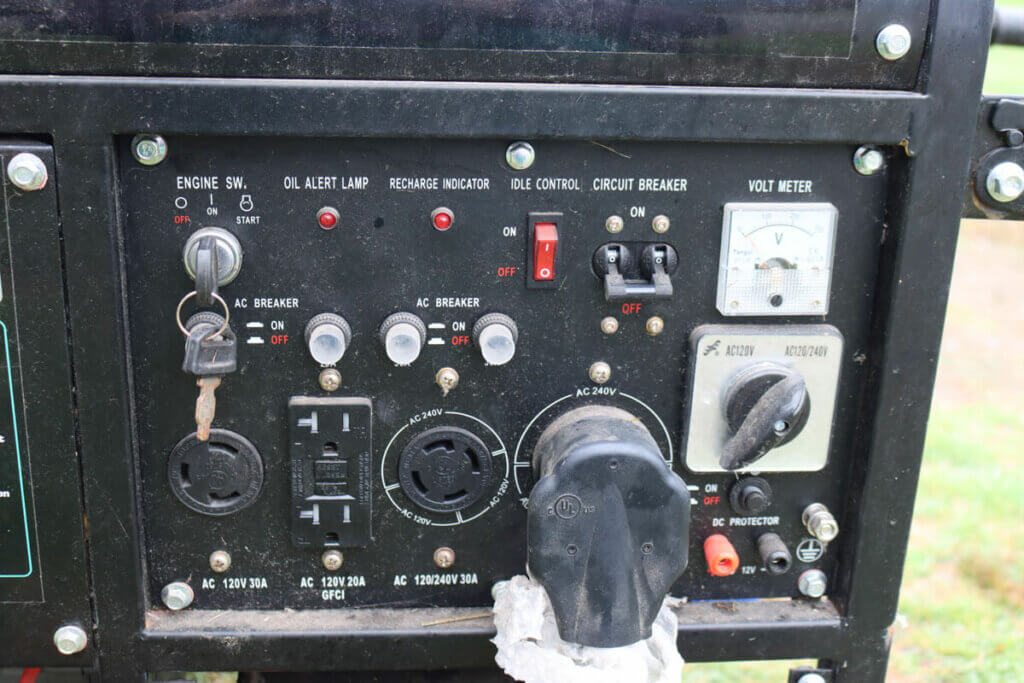 Photo of the side panel of a generator.