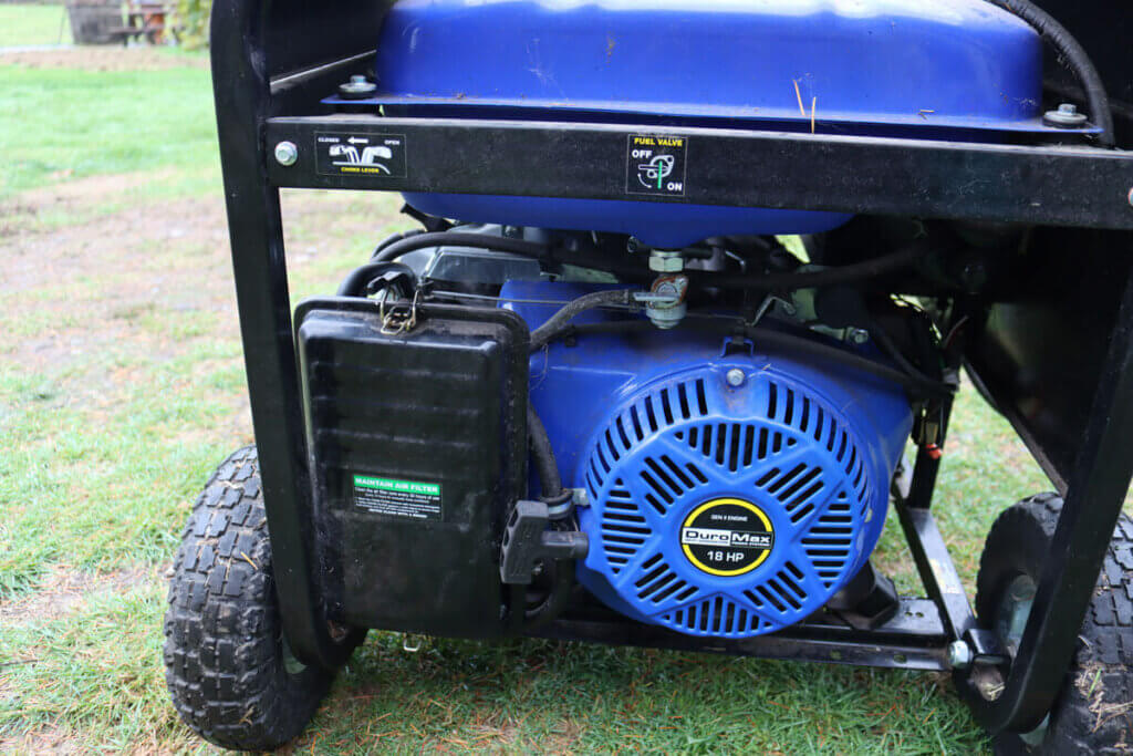 The back side view of a generator.