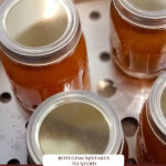 Pinterest pin on botulism safety tips. Image of canned bone broth.
