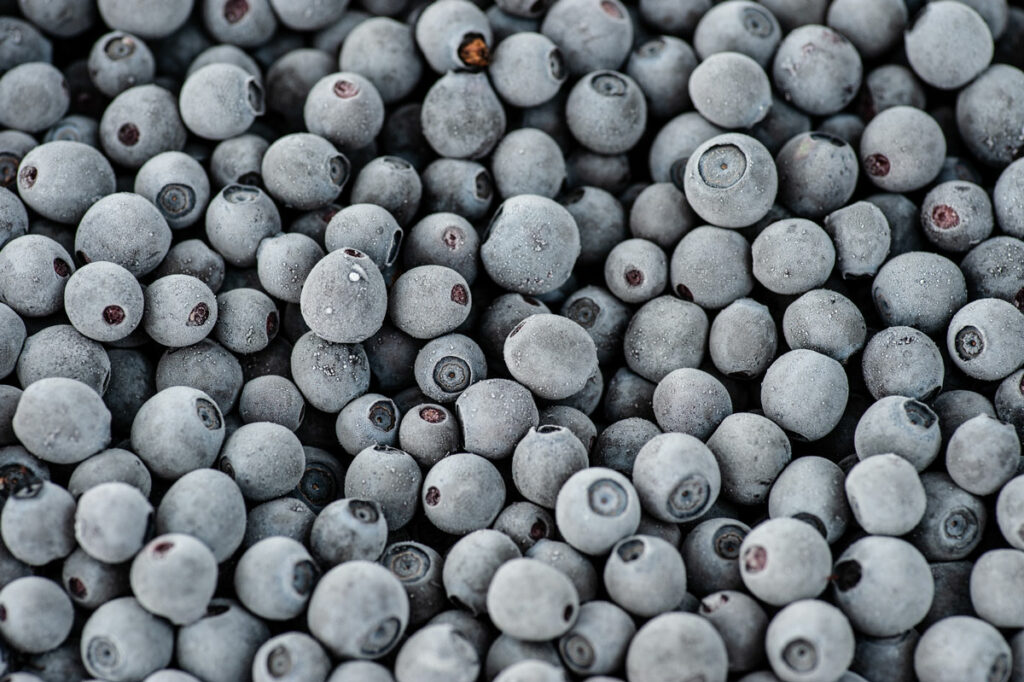 Frozen blueberries.