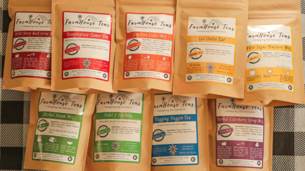 Farmhouse teas packet of multiple herbs and tea.