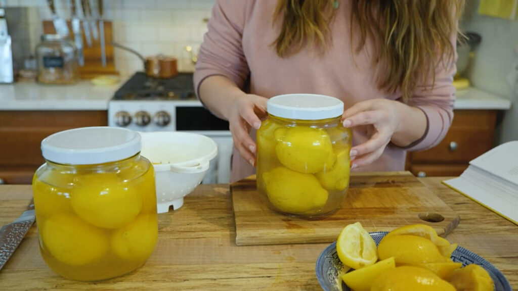 Fermented lemons in a jar.