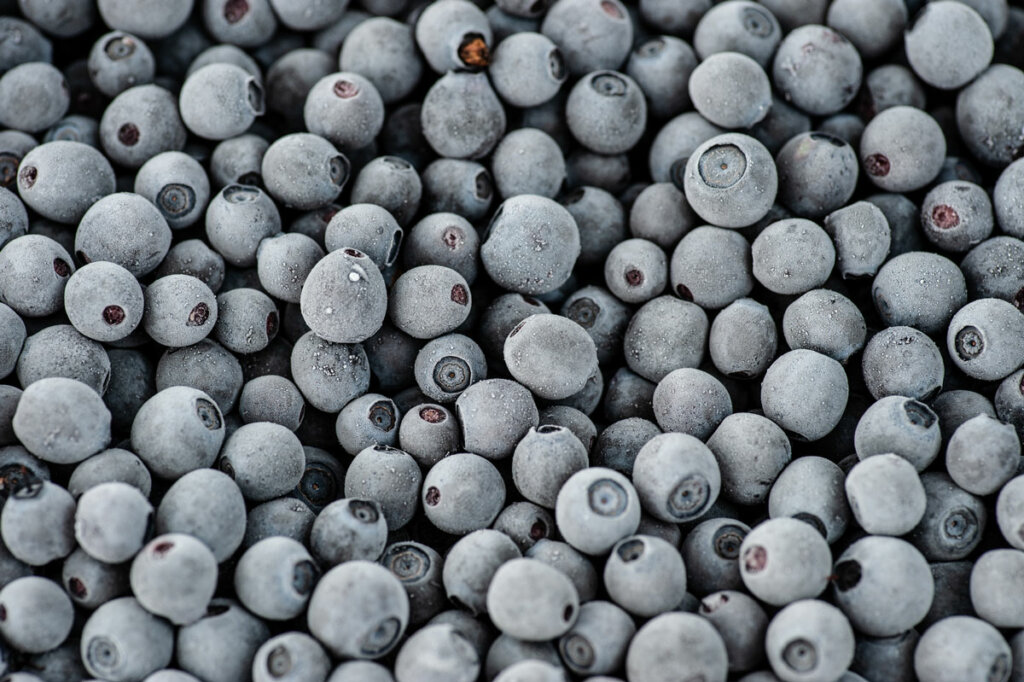 Frozen blueberries.