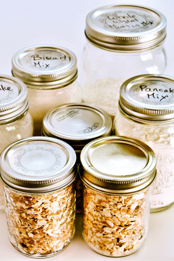 Homemade instant oatmeal in mason jars on counter