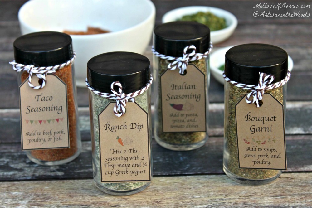 Herb jars with cute tags.