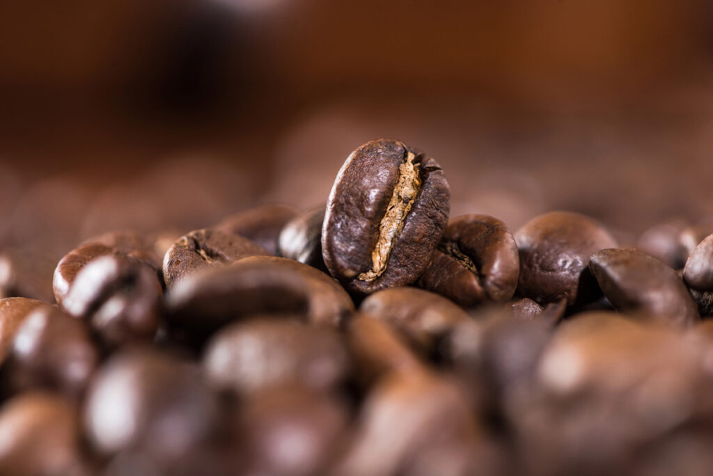 An up close photo of coffee beans.