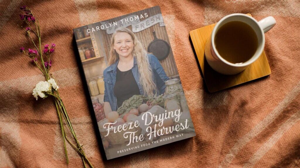 The book Freeze Drying the Harvest sitting on a coffee table.