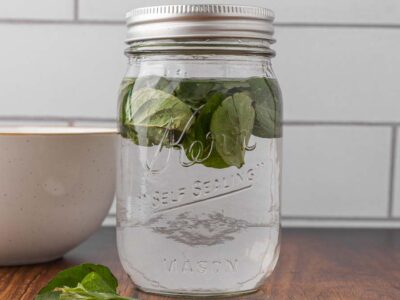 A jar filled with mint extract.