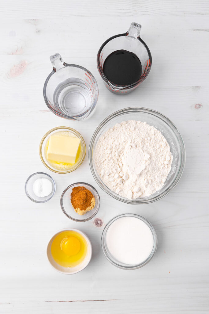 Ingredients for making a batch of ginger cream cookies.