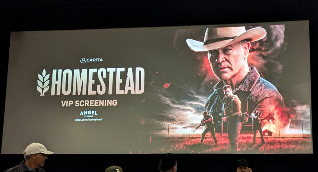 Homestead movie on a big screen.