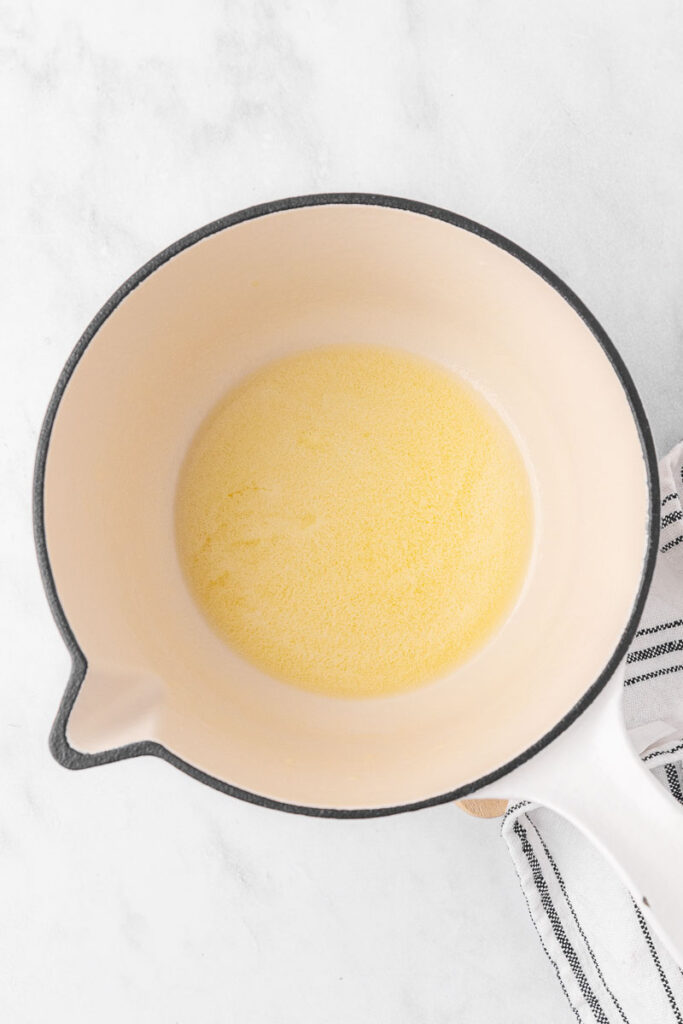 Melted butter in a pot.