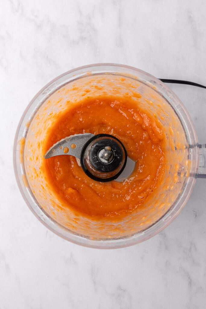 Papaya puree in a food processor.