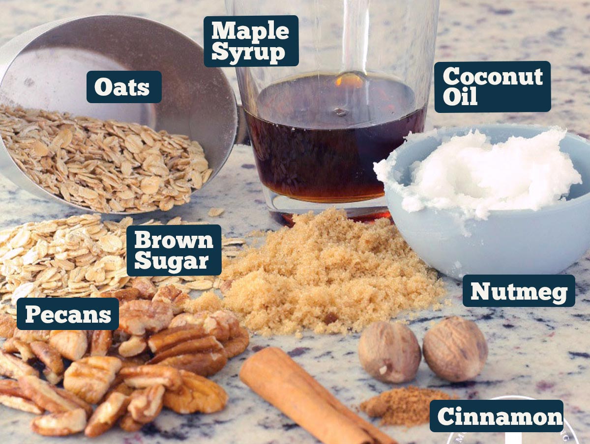 Ingredients for homemade granola bars.