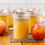 Jars of home canned applesauce.