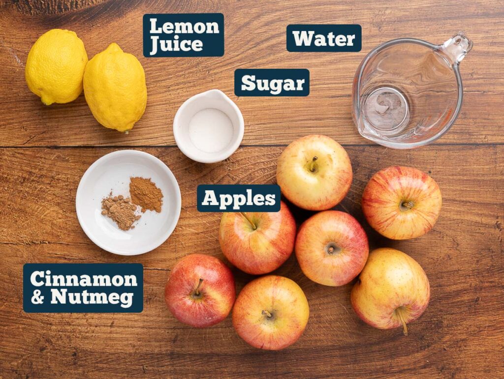 Ingredients for homemade applesauce.