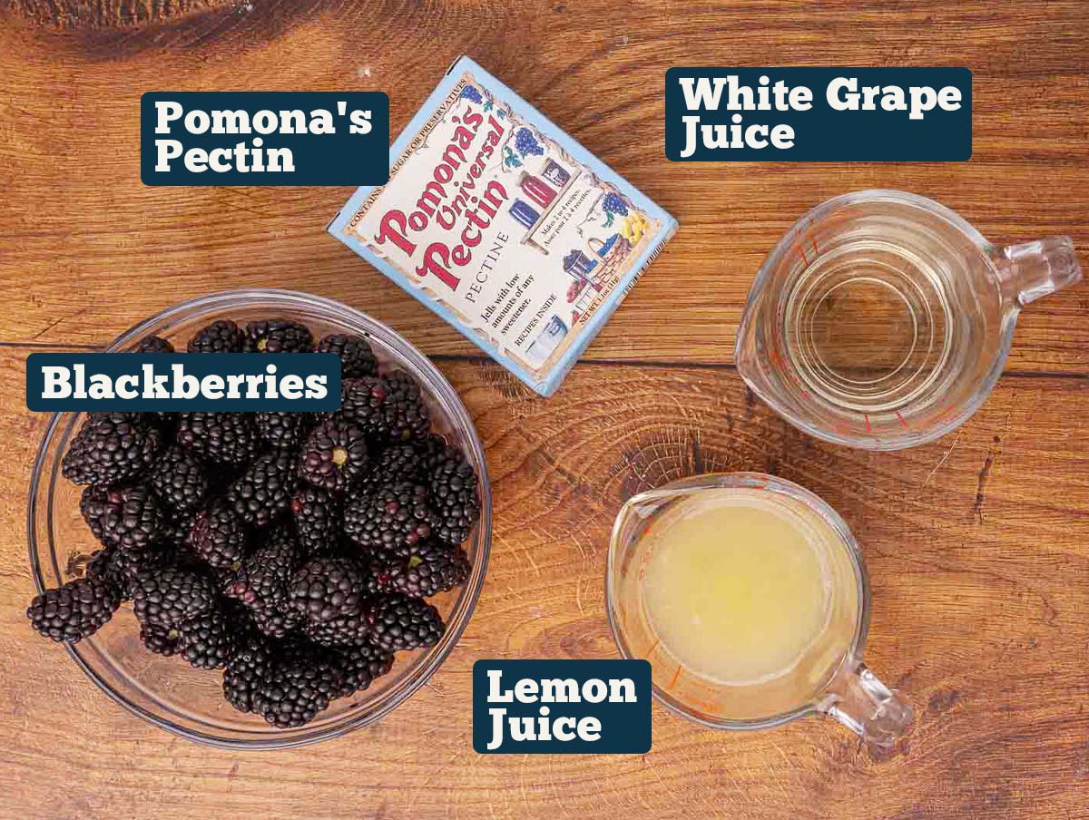 Blackberry jam ingredients.