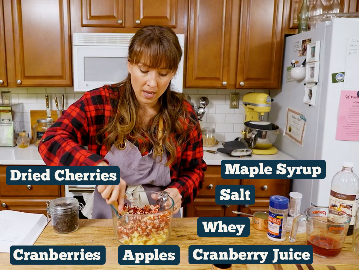 Ingredients for homemade fermented cranberry sauce.